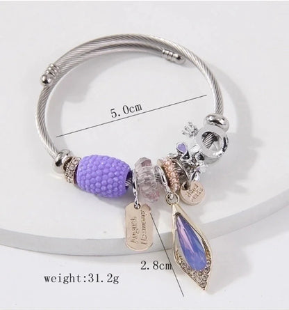 Minimalist Geometric Stainless Steel Alloy Inlay Artificial Pearls Rhinestones Bangle