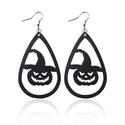 1 Pair Punk Water Droplets Pu Leather Drop Earrings