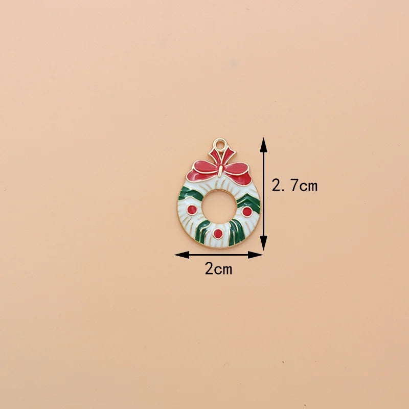 10 PCS/Package 17*13mm Alloy Christmas House Wreath Pendant Jewelry Accessories