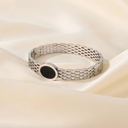 Elegant Romantic Solid Color Titanium Steel Rhinestones Bangle In Bulk