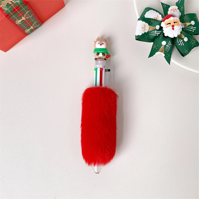 1 Piece Christmas Tree Santa Claus Elk Learning Christmas Plastic Plush Cute Ballpoint Pen