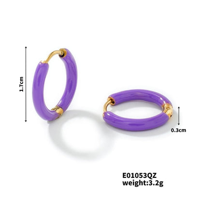 1 Piece Minimalist Artistic Commute Geometric Enamel 304 Stainless Steel Resin K Gold Plated Earrings