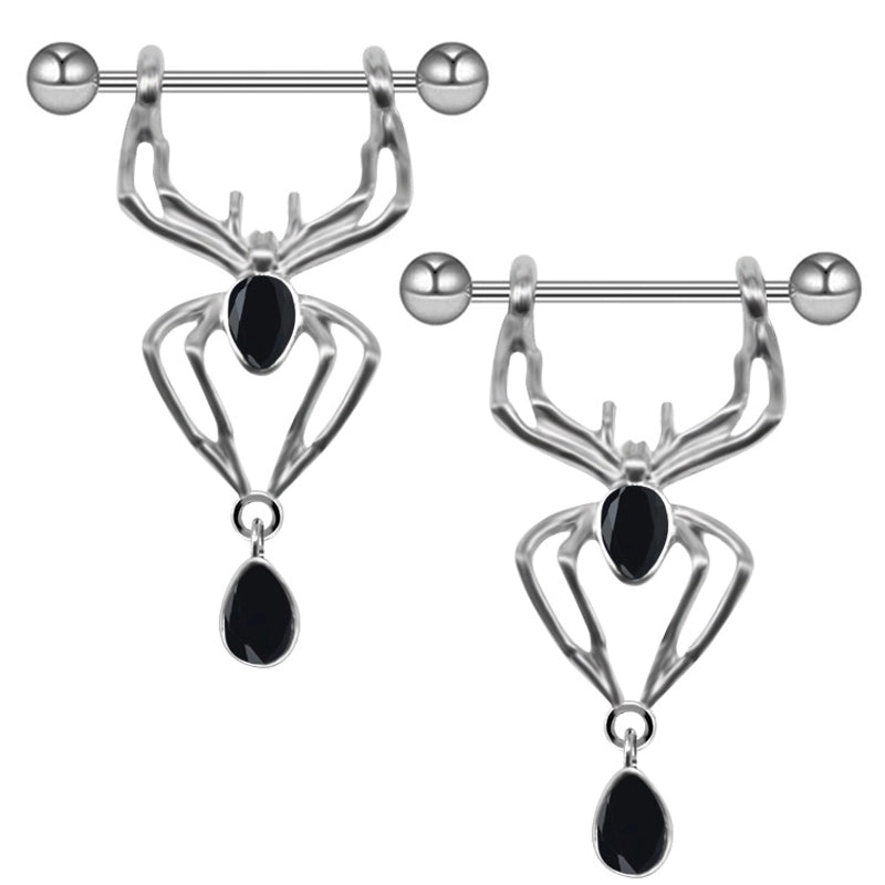 1 Piece Nipple Rings & Studs Fashion Heart Shape Spider Stainless Steel Copper Plating Zircon