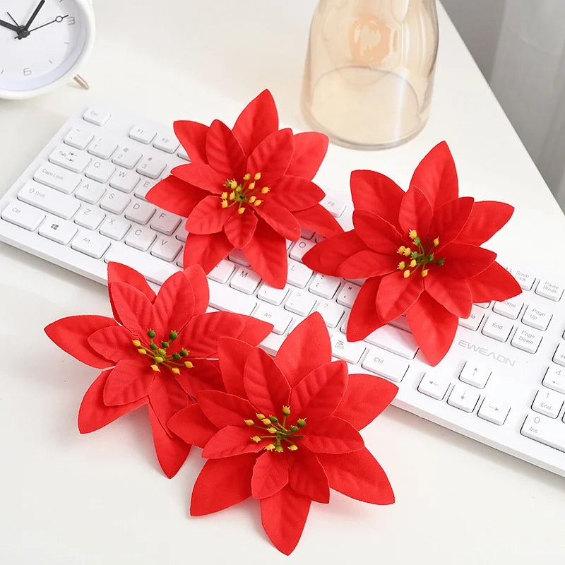 Christmas Flower Imitation Flower Red Golden Christmas Wreath Rattan Christmas Tree Accessories Christmas Decorations