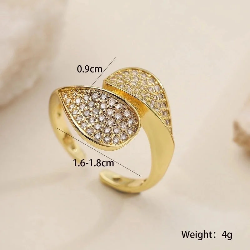 Copper Plating Inlay Geometric Zircon Open Rings