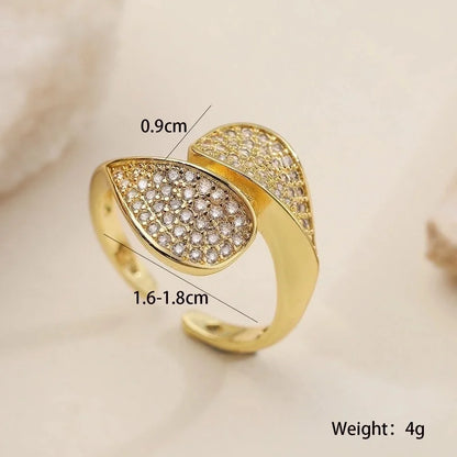 Copper Plating Inlay Geometric Zircon Open Rings
