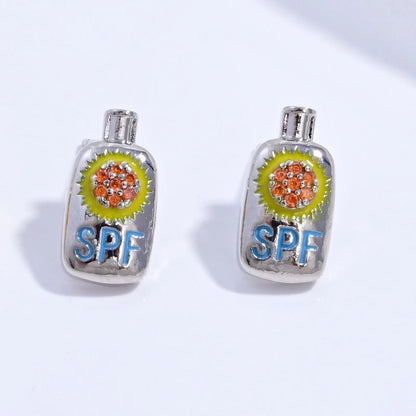 1 Pair Casual Sweet Minimalist Ice Cream Cherry Pineapple Enamel Copper Zircon 18K Gold Plated Ear Studs