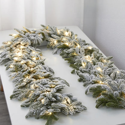 Christmas Pe Encrypted White Flocked Ribbon Decoration Christmas Vine Hotel Mall Window Storefront Scene Arrangement Hanging