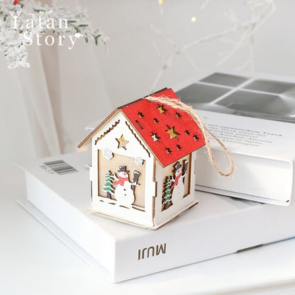 Christmas Minimalist Classic Style Christmas House Christmas Tree Wood Party Festival Hanging Ornaments Decorations Hanging Ornaments