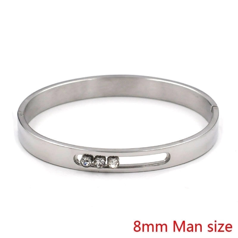 IG Style Geometric Solid Color Stainless Steel Zircon Bangle In Bulk