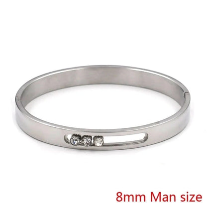 IG Style Geometric Solid Color Stainless Steel Zircon Bangle In Bulk