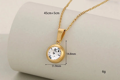 Luxurious Classic Style Shiny Round 304 Stainless Steel Crystal Zirconium 18K Gold Plated Plating Jewelry Set