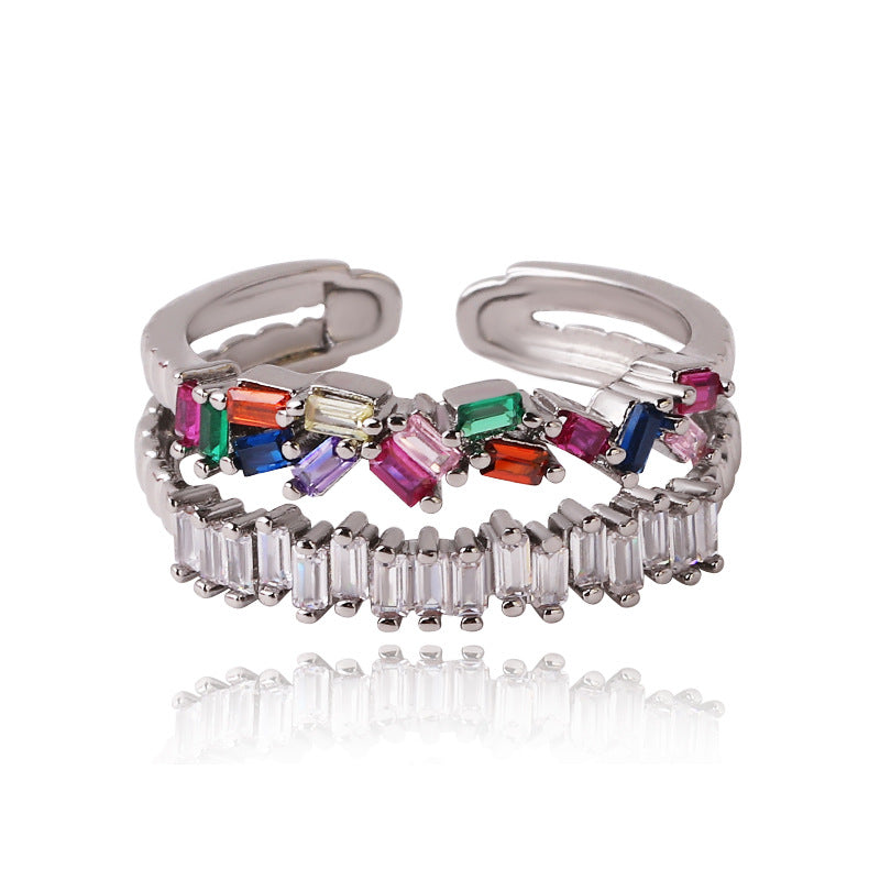 Luxurious Women Droplet Geometric Zircon Zircon Inlay Rings