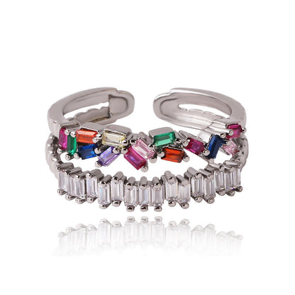 Luxurious Women Droplet Geometric Zircon Zircon Inlay Rings