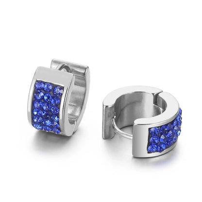 1 Pair Shiny Round Solid Color Inlay Stainless Steel Rhinestones 18K Gold Plated Earrings