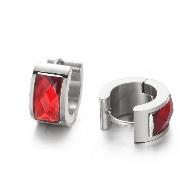 1 Pair Minimalist U Shape Plating Inlay Titanium Steel Glass 18K Gold Plated Earrings