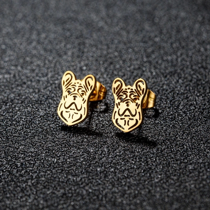 1 Pair Cute Minimalist Animal Notes Polishing 304 Stainless Steel 18K Gold Plated Ear Studs