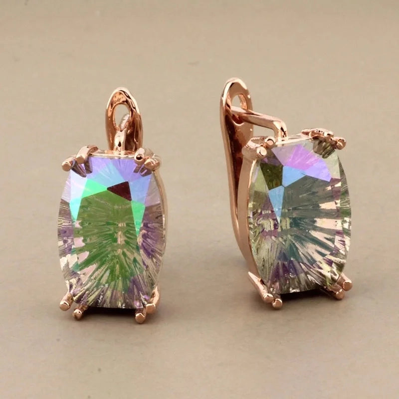 1 Pair Minimalist Classic Style Solid Color Inlay Copper Artificial Gemstones Earrings