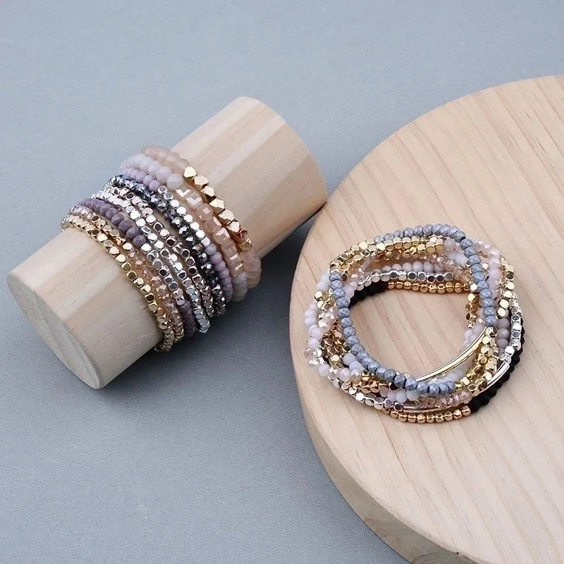 Minimalist Geometric Beaded Crystal Bracelets