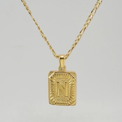 Fashion Letter Rectangle 304 Stainless Steel Titanium Steel 18K Gold Plated Gold Plated Pendant Necklace