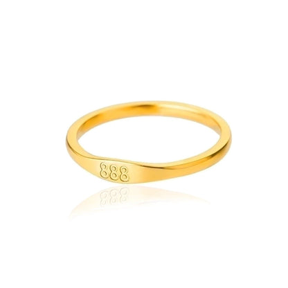 1 Piece Minimalist Number Stainless Steel Inlaid Gold Rings