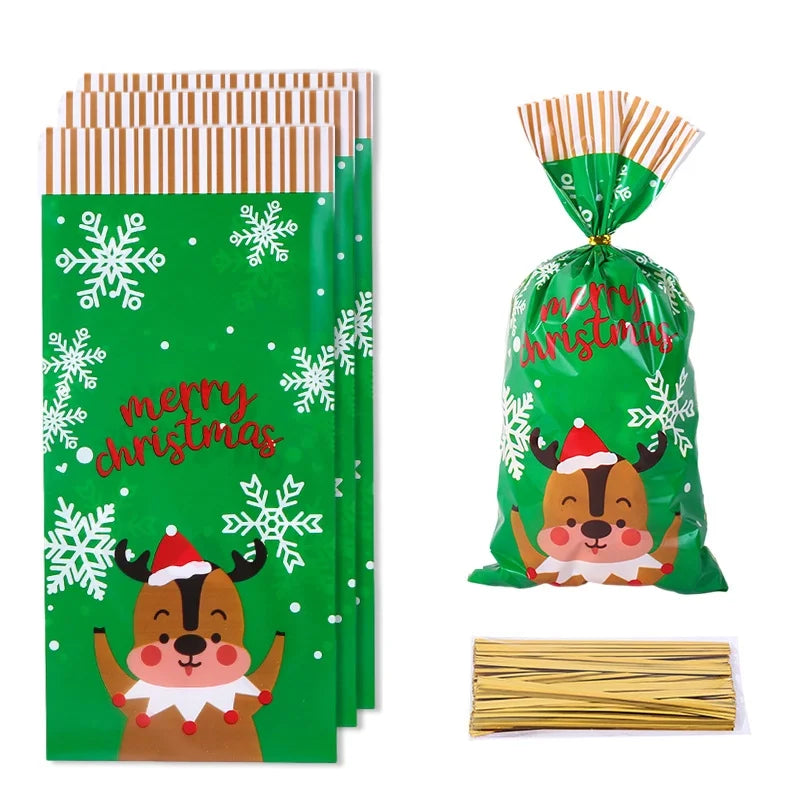 Cross-Border New Arrival Christmas Candy Packaging Bag Santa Claus Snowflake Gift Bag Biscuit Packaging OPP Flat Bag