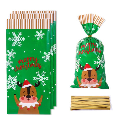 Cross-Border New Arrival Christmas Candy Packaging Bag Santa Claus Snowflake Gift Bag Biscuit Packaging OPP Flat Bag