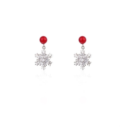 Fashion Snowflake Alloy Rhinestones Women's Drop Earrings 1 Pair