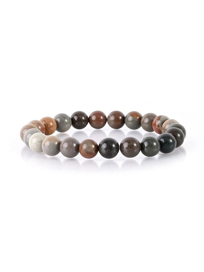 2 Pieces Casual Minimalist Round Natural Stone Lava Rock Bracelets In Bulk