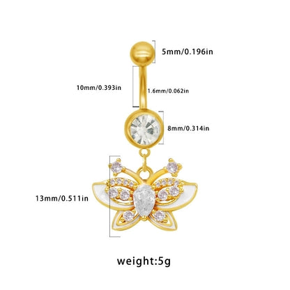1 Piece Belly Rings Sexy Classic Style Star Heart Shape Butterfly 316L Stainless Steel Alloy Inlay Resin Rhinestones Glass Gold Plated