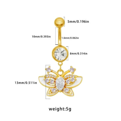 1 Piece Belly Rings Sexy Classic Style Star Heart Shape Butterfly 316L Stainless Steel Alloy Inlay Resin Rhinestones Glass Gold Plated