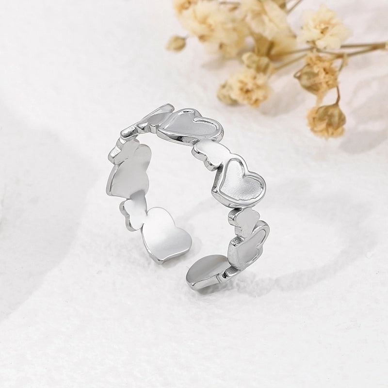 2 Pieces 304 Stainless Steel 18K Gold Plated Beach Minimalist Plating Cross Simple Lines Rings