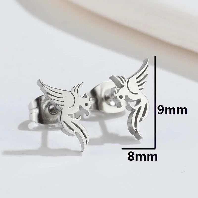 1 Pair Fashion Phoenix Hollow Out 304 Stainless Steel 18K Gold Plated Ear Studs