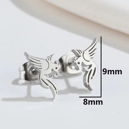 1 Pair Fashion Phoenix Hollow Out 304 Stainless Steel 18K Gold Plated Ear Studs