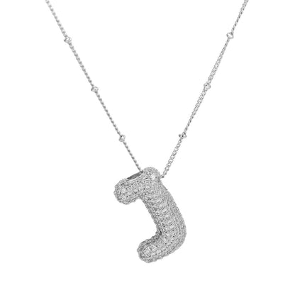 Casual Minimalist Letter Brass Plating Zircon Pendant Necklace 1 Piece
