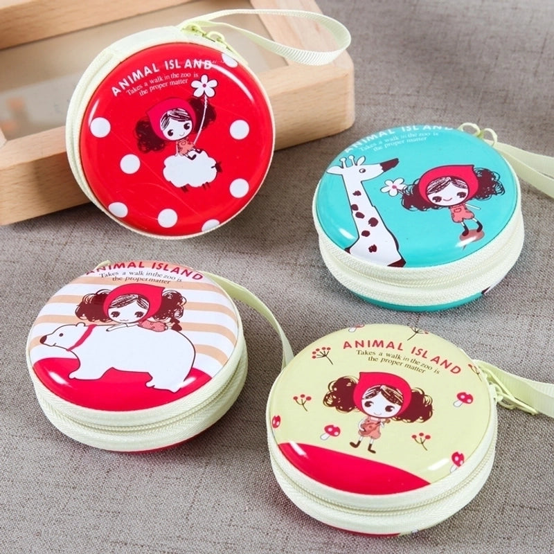 3 Pieces Women'S Cartoon Tinplate Zipper Coin Purses