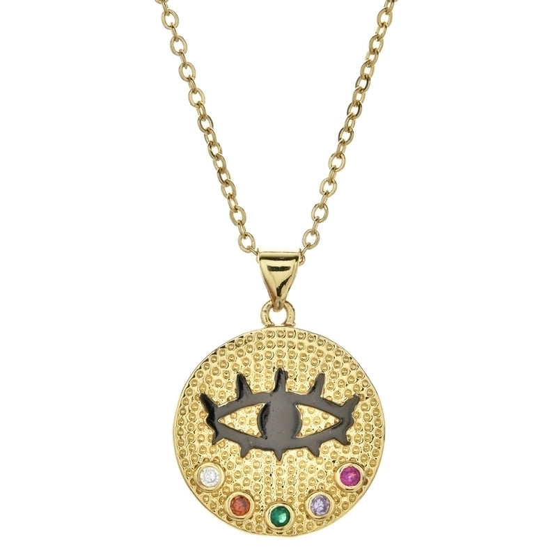 Bohemian Devil's Eye Heart Shape Stainless Steel Inlay Artificial Crystal Pendant Necklace