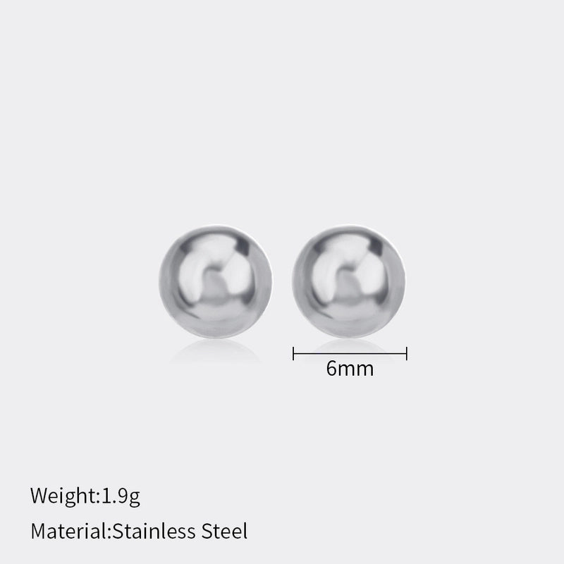 1 Pair Minimalist Ball Solid Color Plating 304 Stainless Steel Stainless Steel Earrings