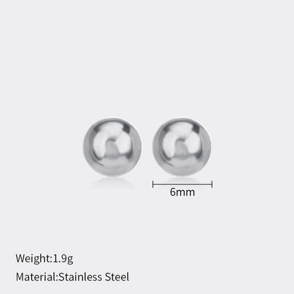 1 Pair Minimalist Ball Solid Color Plating 304 Stainless Steel Stainless Steel Earrings