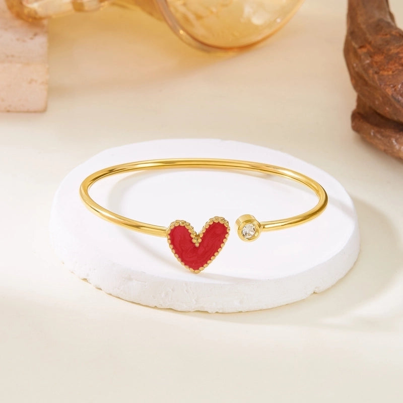 Casual Elegant Lady Heart Shape 304 Stainless Steel Bangle In Bulk