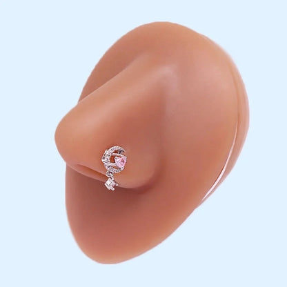 Minimalist Star Graffiti Flame Stainless Steel Epoxy Plating Inlay Artificial Rhinestones Zircon White Gold Plated Gold Plated Nose Studs