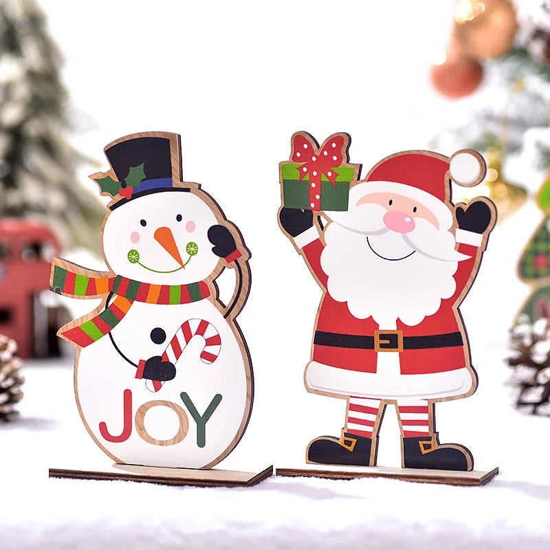 Christmas Cute Christmas Tree Santa Claus Snowman Wood Party Festival Ornaments