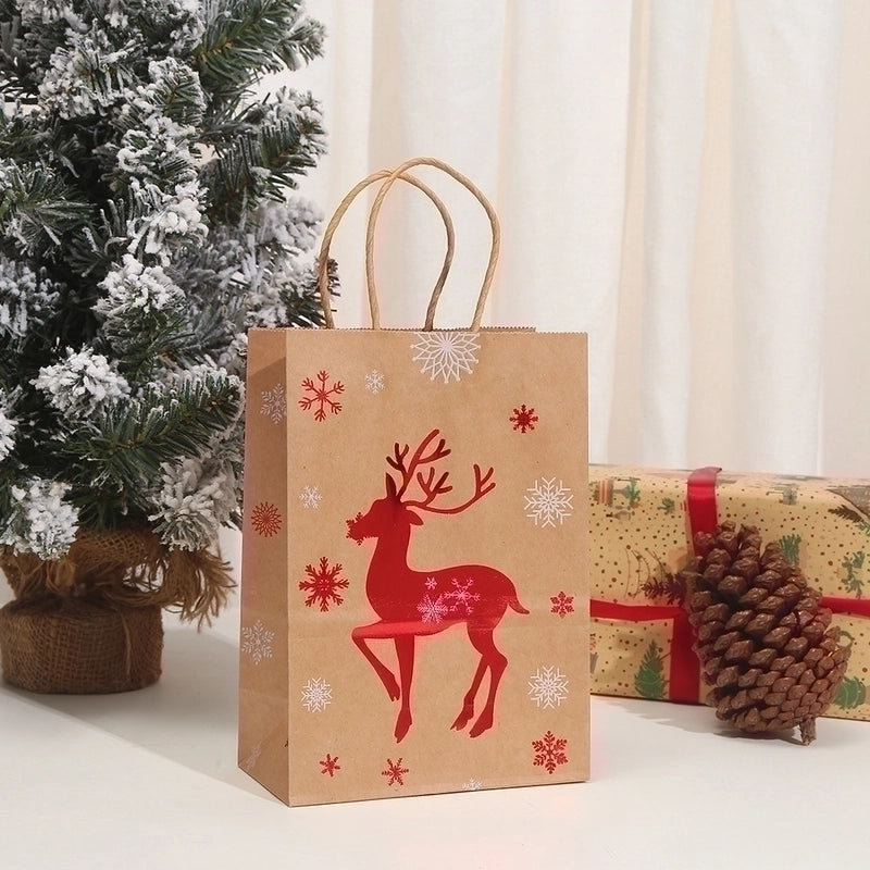 Christmas Cartoon Style Cartoon Brown Paper Christmas Party Gift Bags