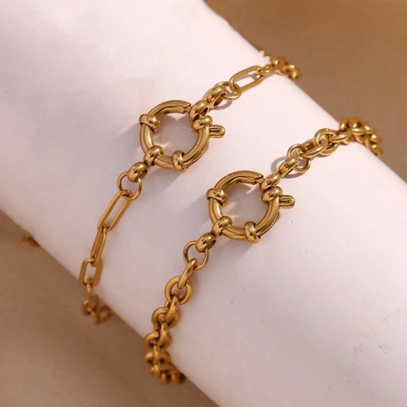 Minimalist Classic Style Solid Color 304 Stainless Steel Bracelets In Bulk
