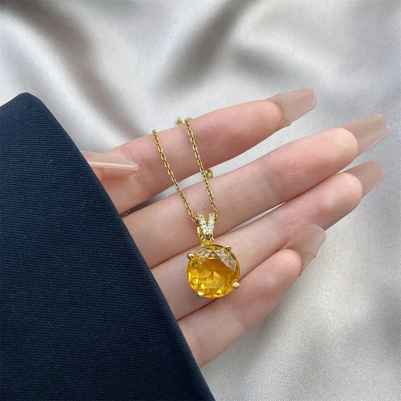 Vintage Style Geometric Stainless Steel Plating Inlay Zircon Pendant Necklace