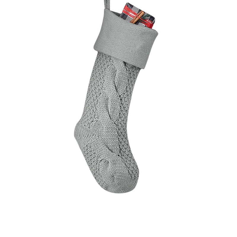 2023 New Spot Solid Color Knitted Christmas Socks Christmas Decoration Pendant Christmas Socks Gift Bag