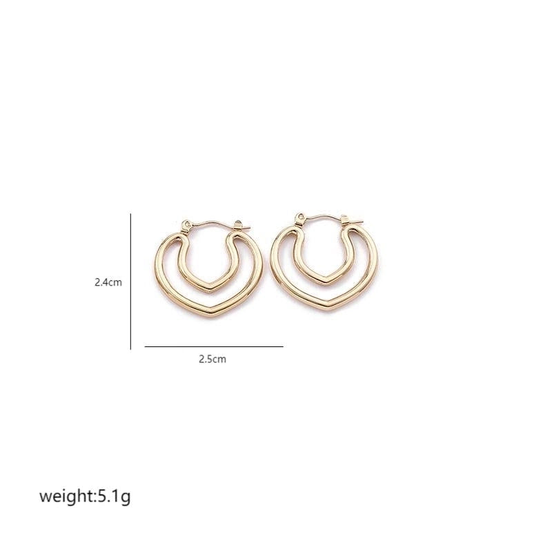 1 Pair Elegant Sweet Commute Heart Shape Plating Stainless Steel 18K Gold Plated Earrings