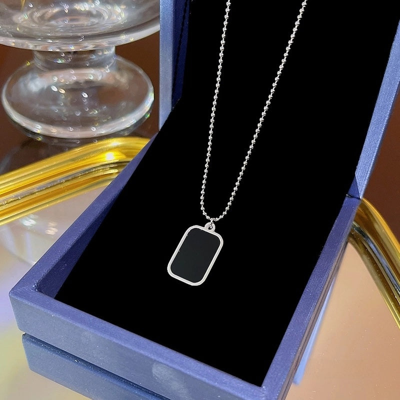 Elegant Classic Style Geometric Moon Bow Knot Titanium Steel Zircon Pendant Necklace