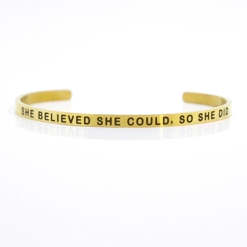 Minimalist Letter Stainless Steel Bangle