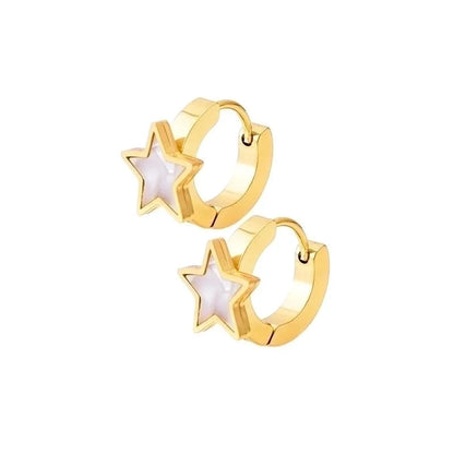 Elegant Minimalist Star Titanium Steel Acrylic 18K Gold Plated Inlay Earrings Anklet Necklace